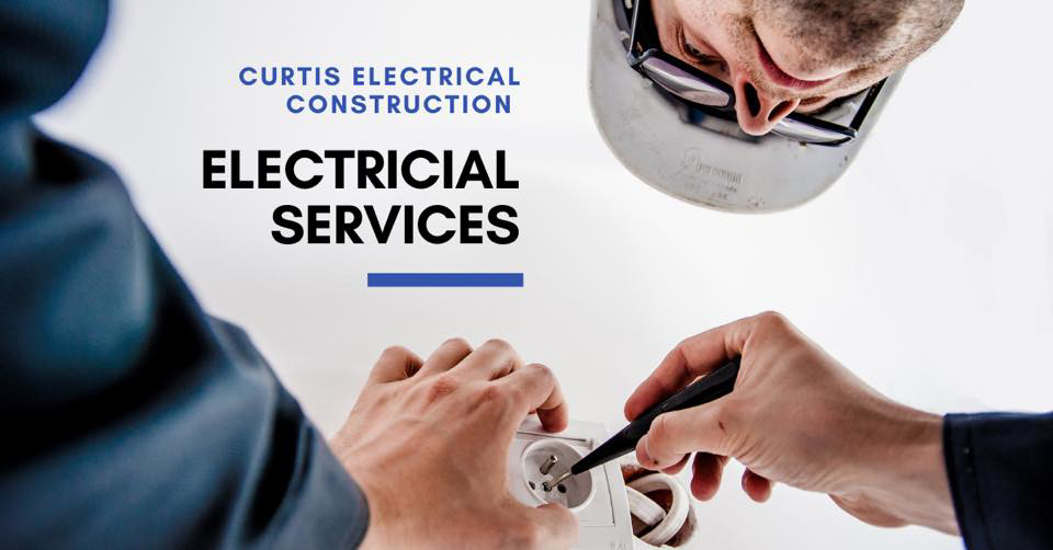 An electrician installing or repairing an electrical outlet for Curtis Electrical Construction, Inc. in Bakersfield, CA.