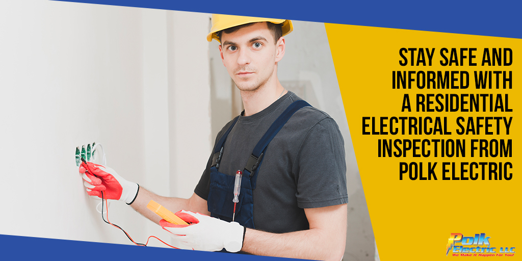 An electrician testing an electrical outlet or wiring in a wall during an inspection for Polk Electric, LLC in Rock Hill, SC