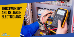 An electrician testing an electrical panel with a multimeter for Polk Electric, LLC in Rock Hill, SC