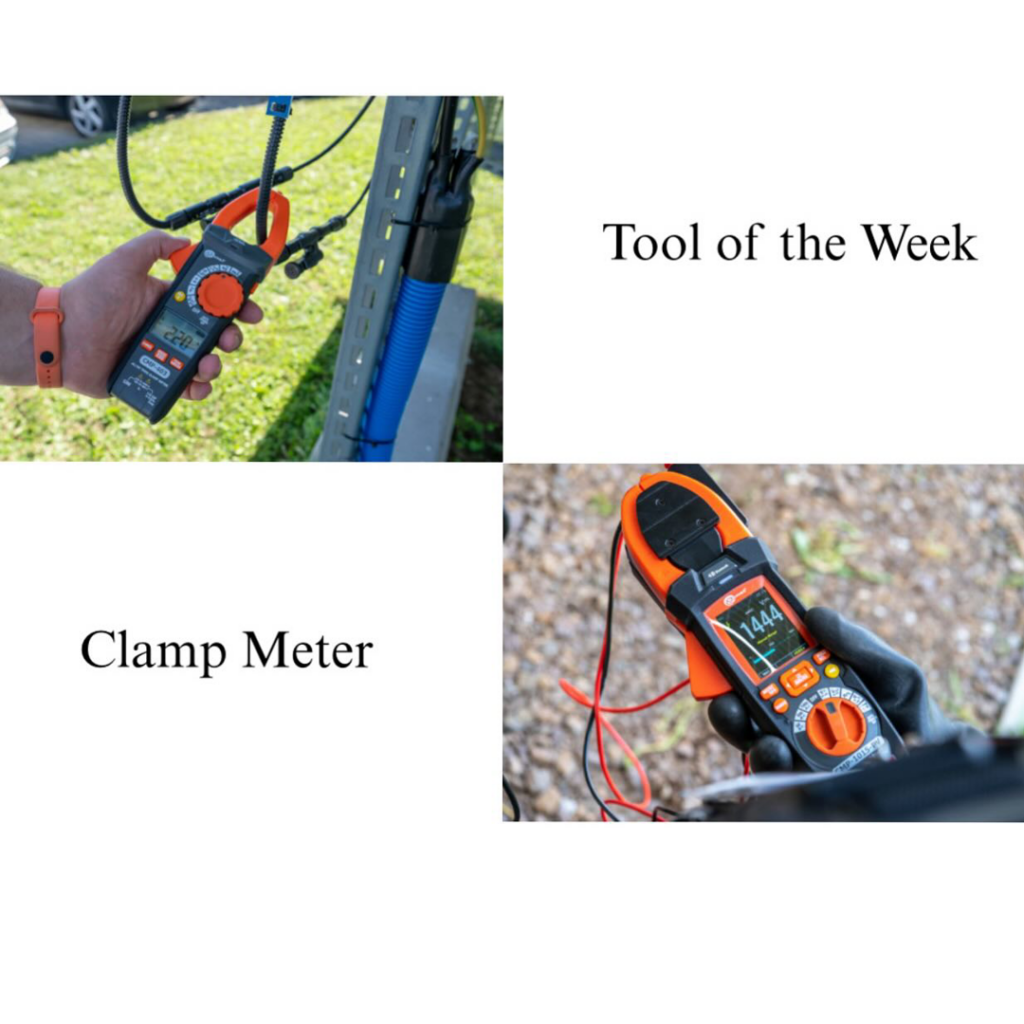 An electrician using a clamp meter to test wiring outdoors for PrinStar Electric LLC in Dallas, TX