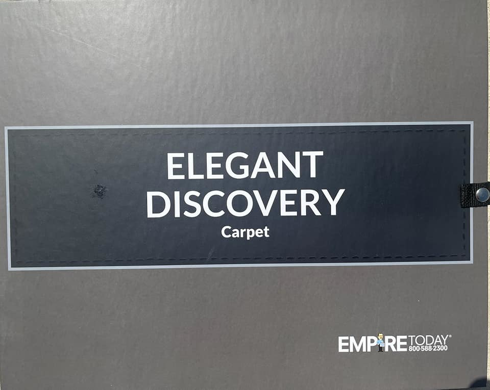 The cover of an Elegant Discovery Carpet catalog from Empire Today, used by Erin Wruck Consulting LLC in Converse, TX