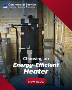 An energy-efficient heater and associated ductwork installed by Commercial Service in Bloomington, IN.