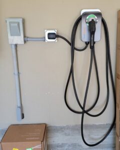 Electric vehicle charger installation by Madison Electrician Now in Madison, AL.