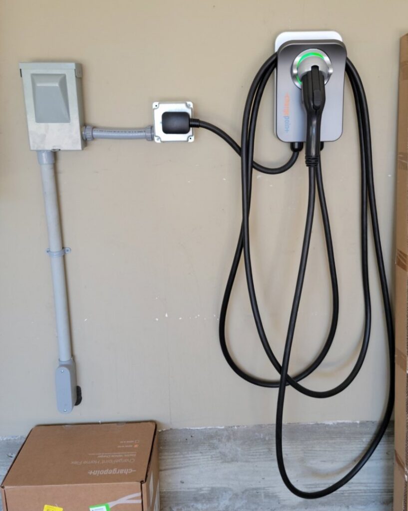 Electric vehicle charger installation by Madison Electrician Now in Madison, AL.