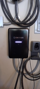 An Enphase EV charger installation with conduit and wiring by Olectric in Reno, NV.