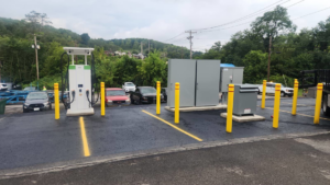 A comprehensive EV charging infrastructure project with multiple stations and electrical boxes by Pittsburgh Electric & Maintenance in Pittsburgh, PA
