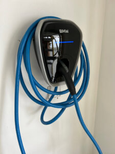 An electric vehicle (EV) charging station professionally installed by Heritage Electric LLC in Indianapolis, IN.