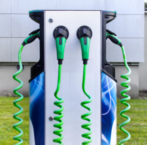 An electric vehicle charging station, a service provided by Illiana Electrical in Whiting, IN