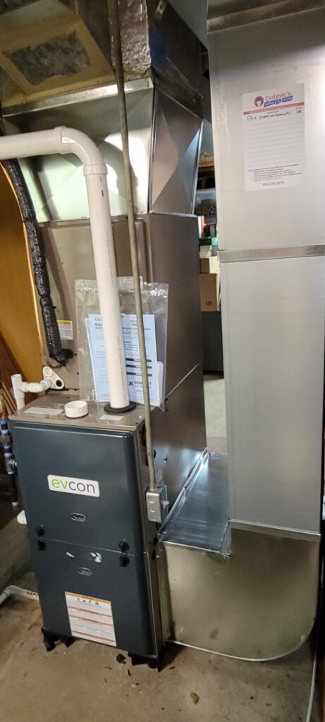 An Evcon furnace and air handler unit installed by Debbie's Heating and Cooling in South Bend, IN.