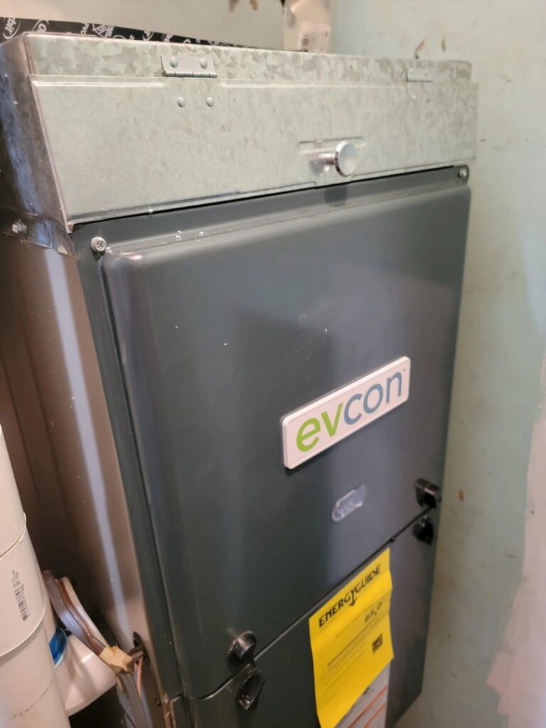 An Evcon furnace installed by Working Wolves Heating & Cooling LLC in Lawrence, KS.