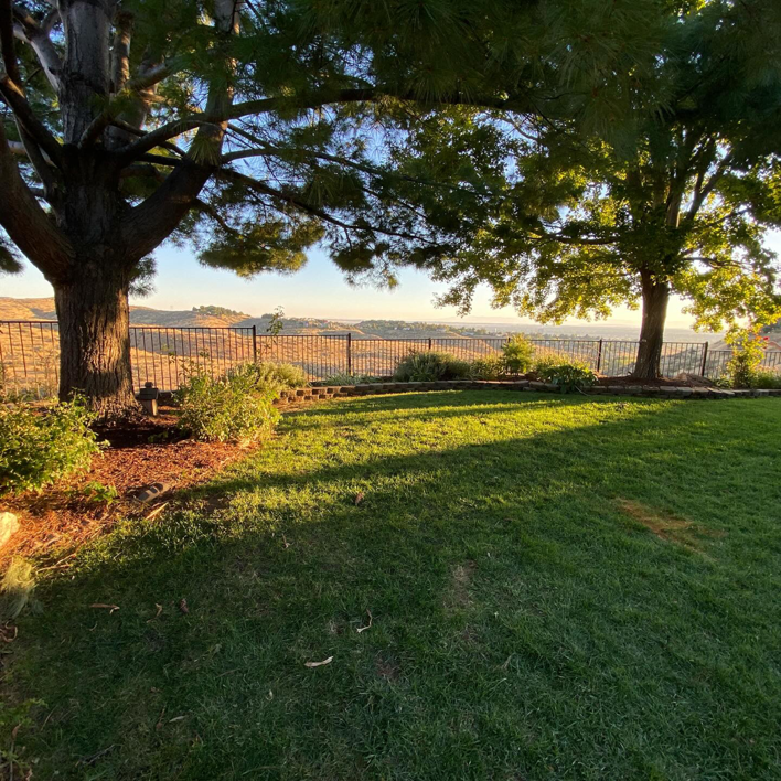 An expansive view of a black metal fence integrated into a landscape by ZBros Fencing LLC in Boise, ID.