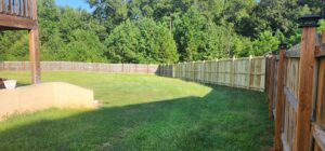 An extensive backyard wood fence project completed by 3A Fencing & Landscaping in Atlanta, GA.