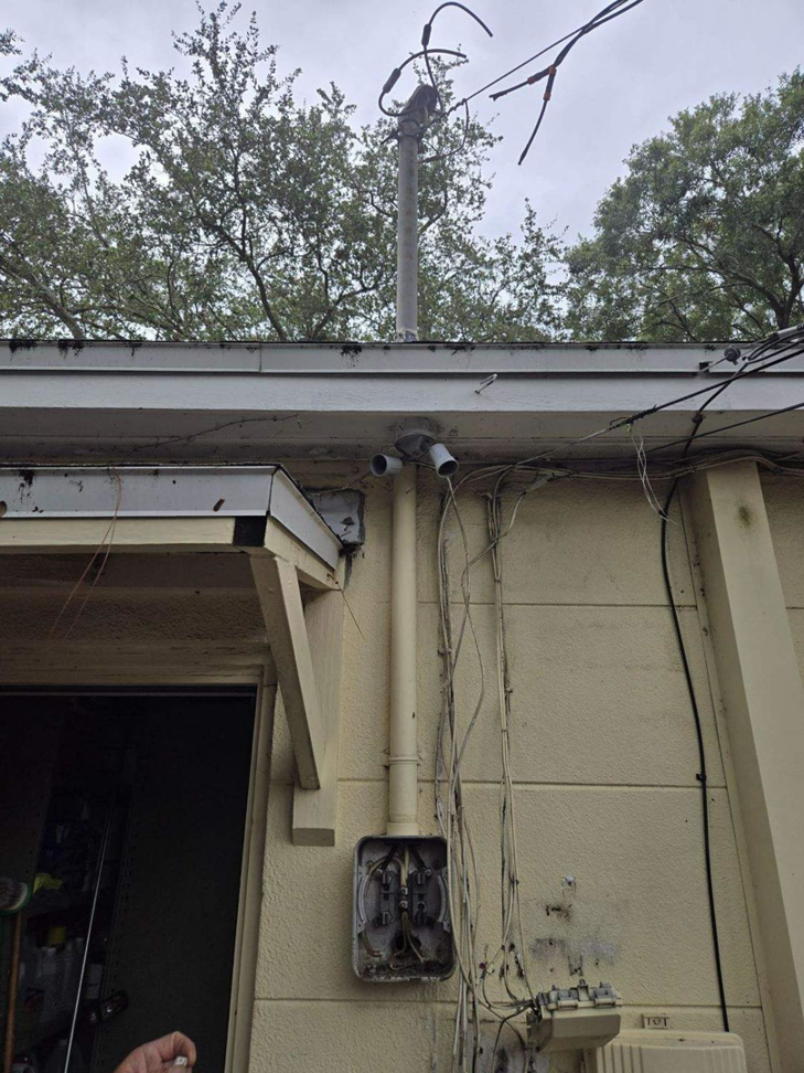 An exterior electrical panel undergoing an upgrade by Crawford Electric Services, LLC in Kings Mountain, NC.