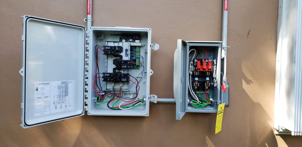 Exterior electrical panels with visible wiring and components, installed by Electricians On Call in Fort Lauderdale, FL.