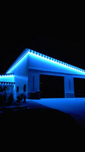 Exterior LED lighting installation on a building by JC Electric, LLC in Huron, SD.