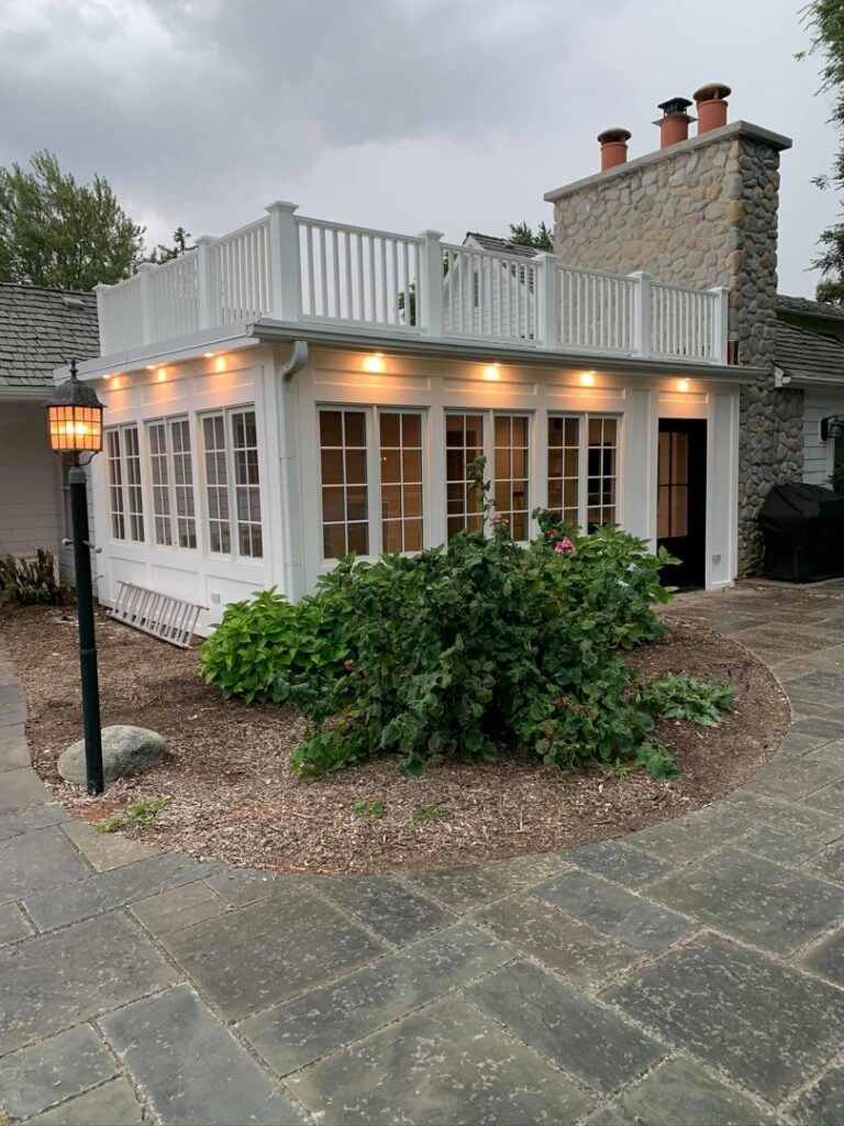 Exterior recessed lighting and lamppost installed on a house by Signature Electric INC. in Cleveland, OH