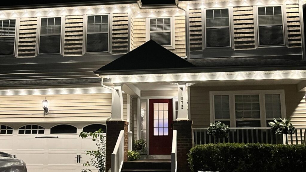 Exterior soffit lighting installation on a house by Clarity Handyman Service in Raleigh, NC