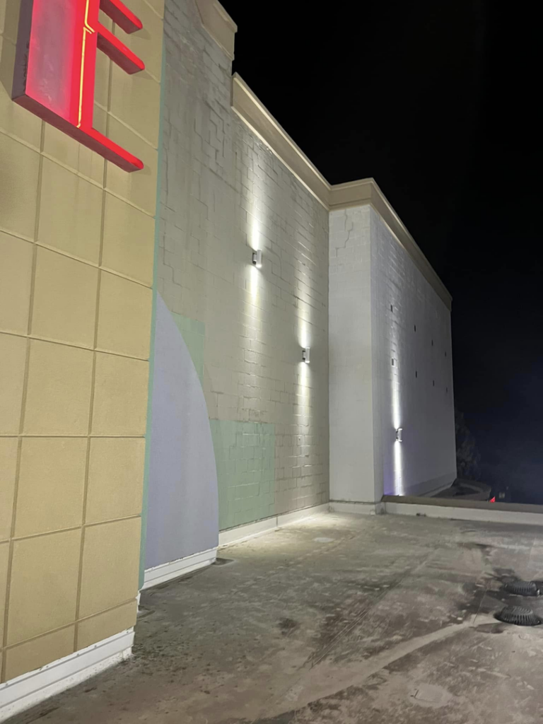 Exterior wall lighting installation on a commercial building by Blevens Electric LLC in Bowling Green, KY