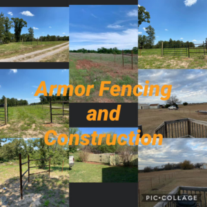 A collage showcasing various fencing styles and installations by Armor Fencing & Construction in Stillwater, OK