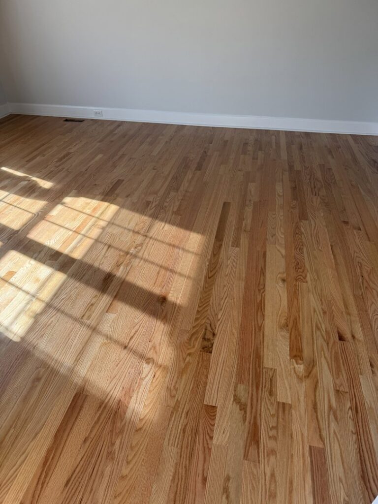 A bright living room with newly installed hardwood flooring by Augusta Carpet Mart in Augusta, GA.