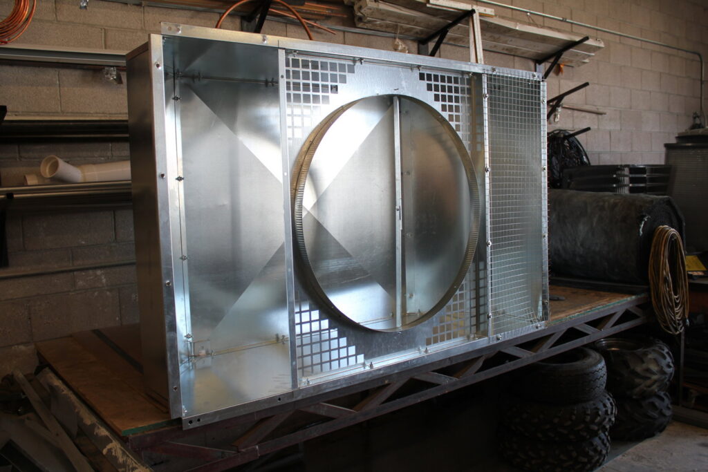 A large, finished piece of HVAC ductwork ready for installation by Expert Air Conditioning & Heating in Las Vegas, NV.