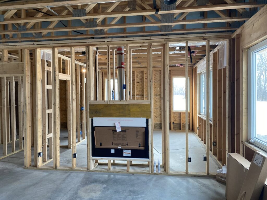 Fireplace installation in a new construction home by True Comfort Heating and Cooling in Sherwood, AR.