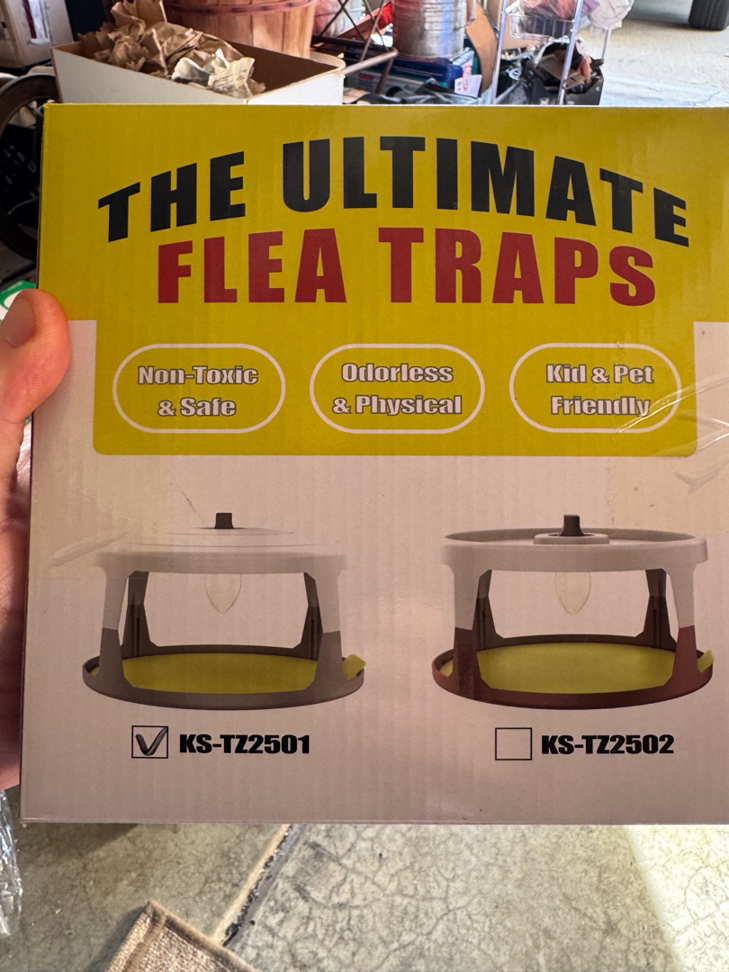 A box of 'The Ultimate Flea Traps' product used by Buzz Kill Pest Control for effective pest management in Indianapolis, IN.