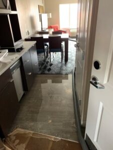 A flooded room requiring water extraction services by Steamway Carpet Cleaning in El Paso, TX