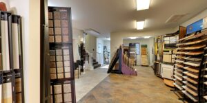 An interior view of the flooring and carpet sample showroom at Get Steamed Carpet Cleaning, Inc. in North Charleston, SC.