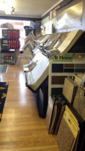 A wide selection of flooring and carpet samples displayed at Jordan's Flooring showroom in Martinsburg, WV
