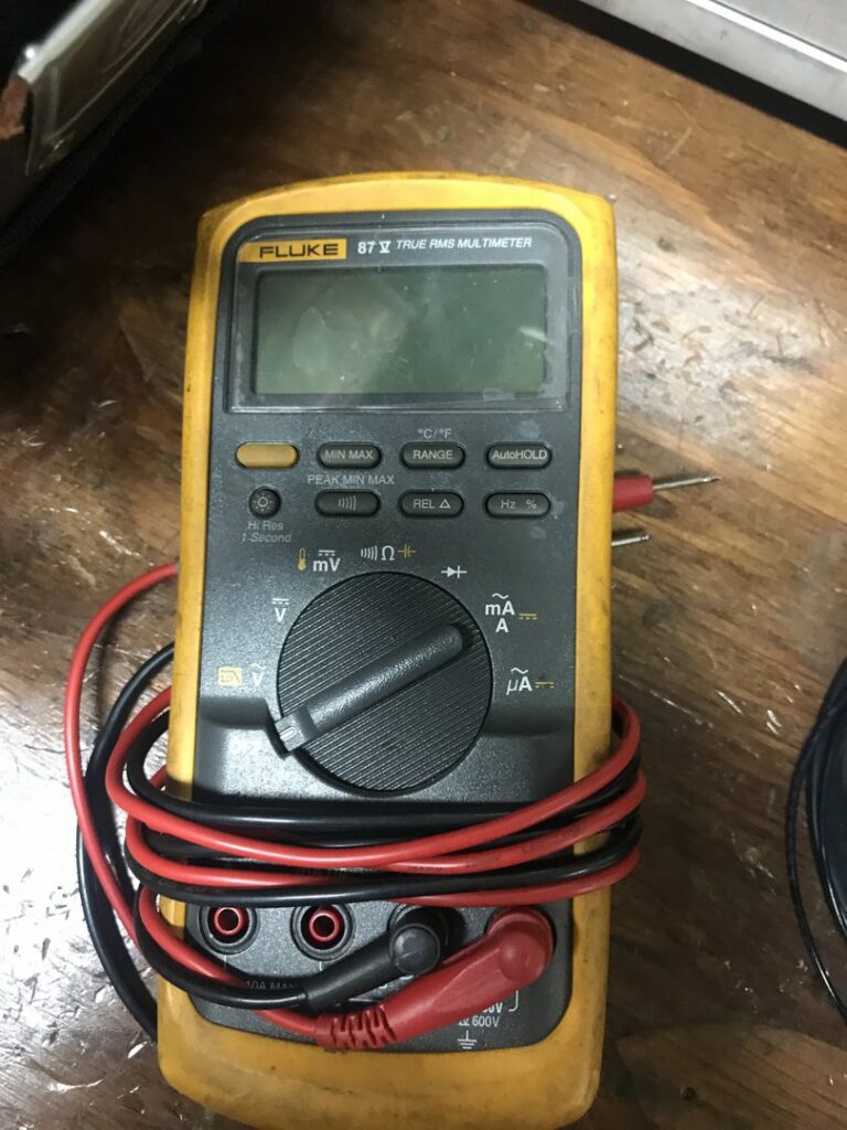 A Fluke multimeter, an essential electrical diagnostic tool used by Parks Electric & Mechanical Co. in Newport News, VA.