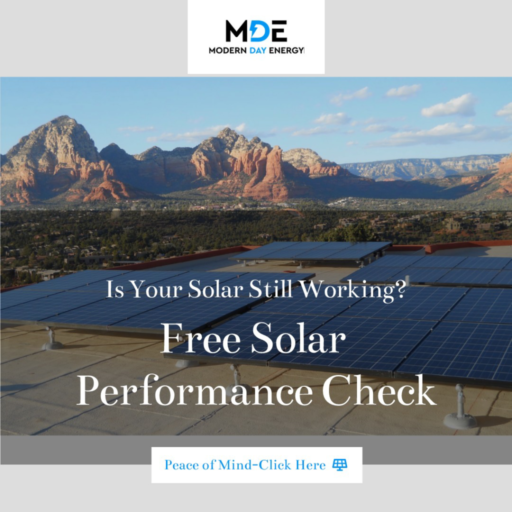 An advertisement for a free solar performance check by Modern Day Energy in Phoenix, AZ