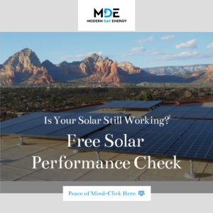 An advertisement for a free solar performance check by Modern Day Energy in Phoenix, AZ