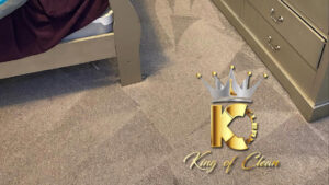 Freshly cleaned carpet with visible cleaning lines in a bedroom by Central California King of Clean LLC in Bakersfield, CA.