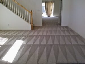 Freshly cleaned carpet with distinct vacuum lines in a hallway by GoldCoast Carpet & Tile Care in Sacramento, CA.