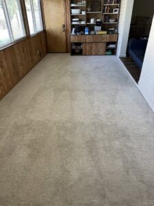 A freshly cleaned, light-colored carpet in a living room, showcasing the results of Carpets Dirty in Phoenix, AZ