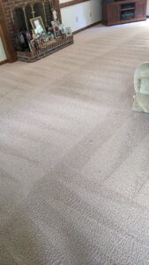 A freshly cleaned carpet showing clean lines after service by Regional Carpet Care in Garner, NC.
