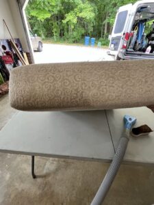 Freshly cleaned carpet with visible cleaning stripes by ProTech Carpet Care in Greensboro, NC.