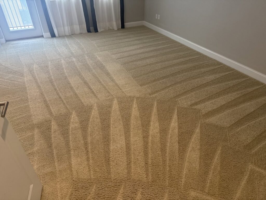 Freshly cleaned light brown carpet with crisp patterns by Superior Clean Carpet and Upholstery Care in Jacksonville, FL
