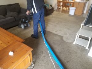 A carpet cleaning wand resting on a freshly cleaned carpet, showing the results of Green Bay Carpet Cleaning in Green Bay, WI.