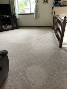 A freshly cleaned, light-colored living room carpet by Master Clean Carpet Care in Casper, WY