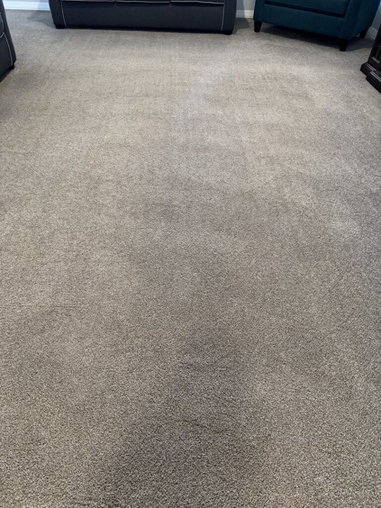 A freshly cleaned, light-colored residential carpet showcasing quality results from Extra Mile Floor Care in Mesa, AZ.
