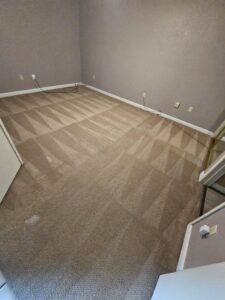 A freshly cleaned room carpet with distinct patterns from California Xtreme Steam in Sacramento, CA