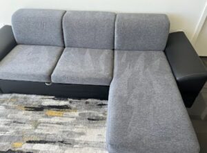 Freshly cleaned sofa cushions after upholstery service by Arise Carpet Cleaning in Kailua, HI.