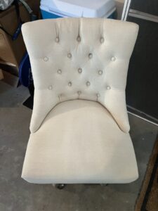 A freshly cleaned upholstered chair, showcasing the excellent results from Steamworks Carpet and Upholstery Cleaners in Matthews, NC.