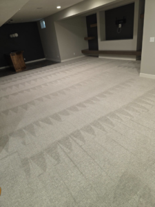A freshly steam cleaned carpet with distinct cleaning lines by Extreme Steam Cleaning in Milwaukee, WI.