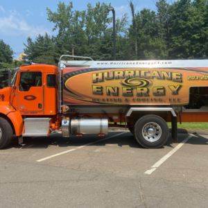 A branded fuel oil delivery truck for Hurricane Energy Heating and Cooling in North Branford, CT