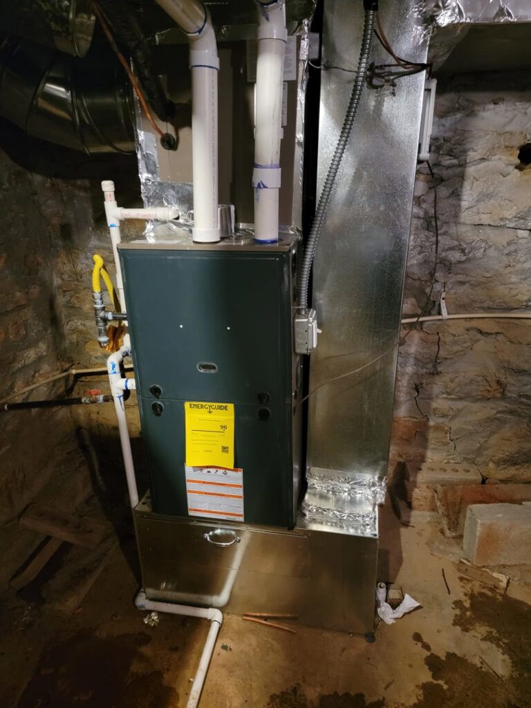 A new furnace and associated ductwork installed by Working Wolves Heating & Cooling LLC in Lawrence, KS.