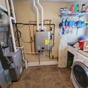 A new furnace and tankless water heater installation by Lifeline Heating and Cooling in Livonia, MI.