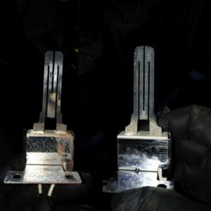 A comparison of an old and new furnace igniter for replacement by Wilcox Services in Temple Hills, MD.